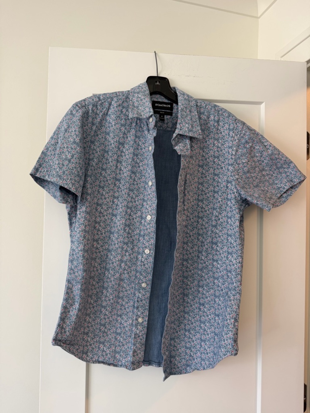 Bonobos Blue-Pink Floral Short Sleeve Button-Down Shirt